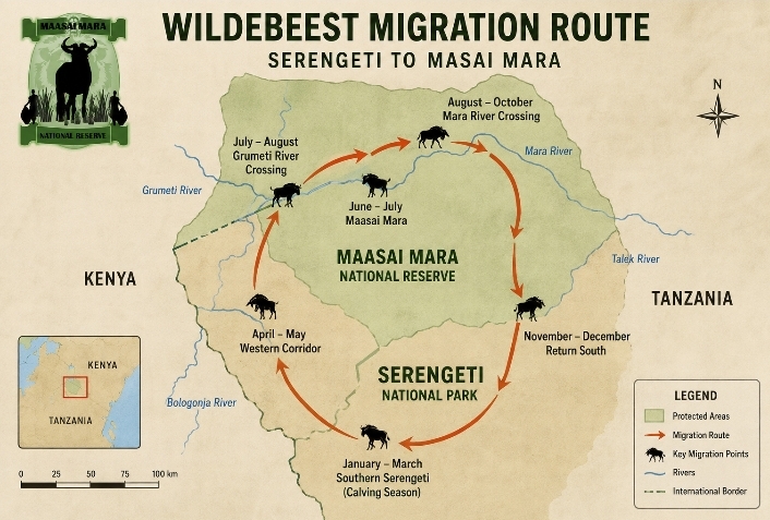 wildebeest migration route 1